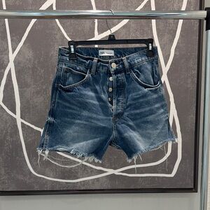 Zara Distressed Blue Jean Shorts